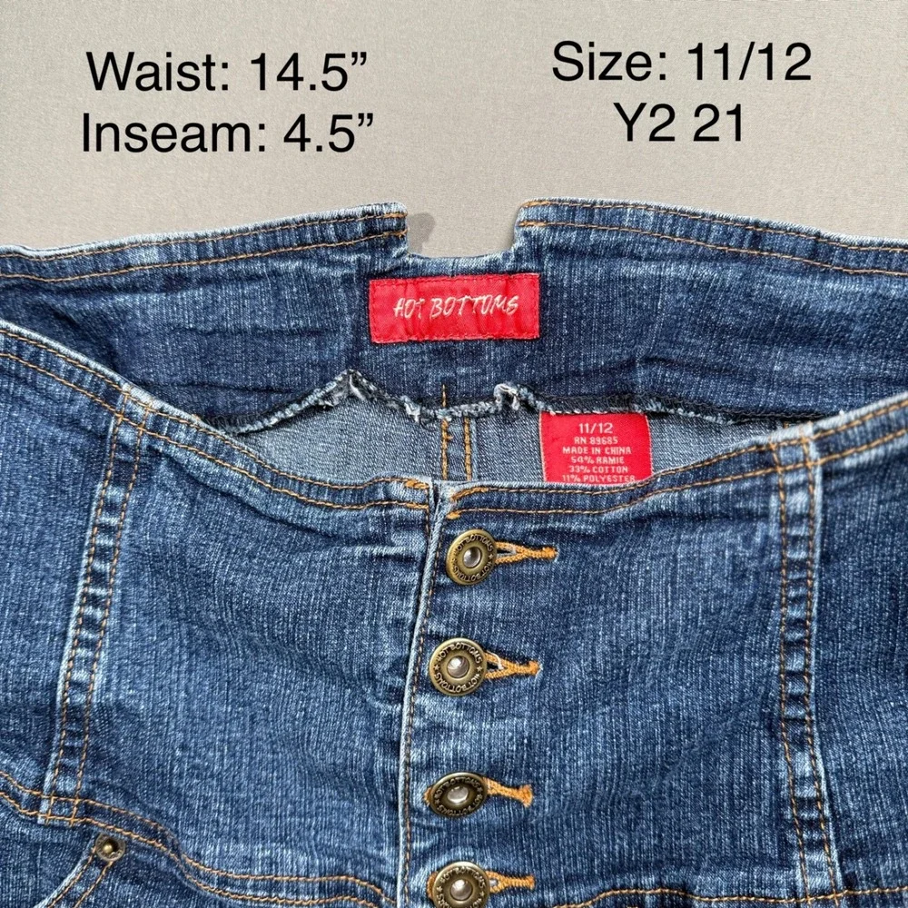 Hot Bottoms Denim Jean Shorts High‎ Waist Button Fly Juniors Size 11/12